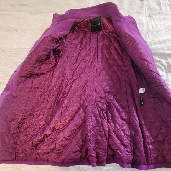 TALBOTS Women's Plum Wool Coat | GREAT CONDITION - Size 10 - Picture 9 of 11